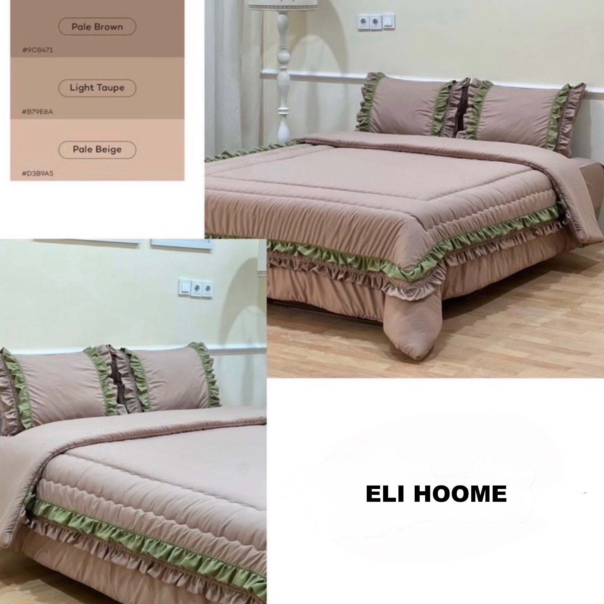ست روتختی چیندار الیزه (خاکی و سبز سیج)
